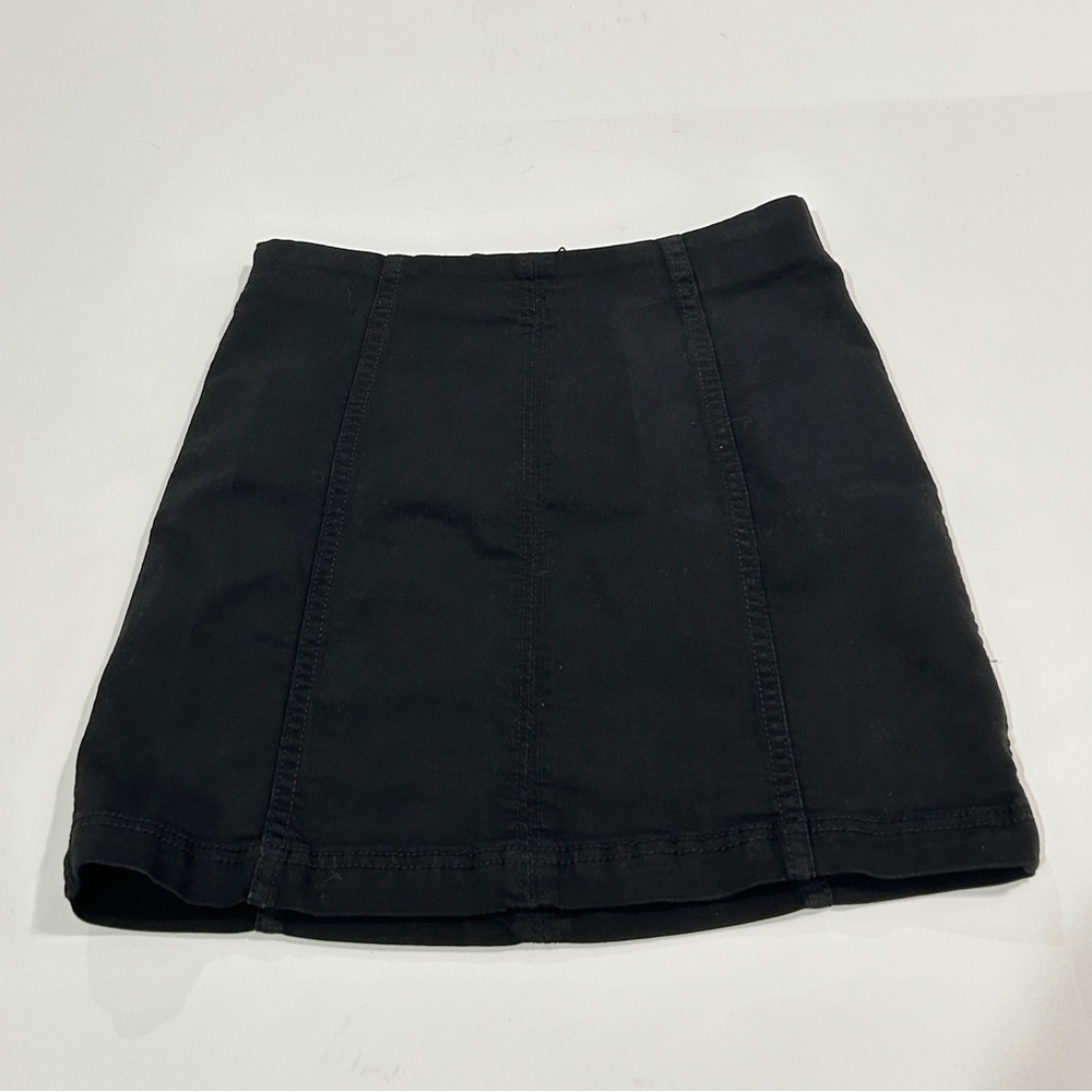 Free People Denim Mini Skirt Washed‎ Black Size 0 Zip Back